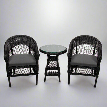 ARBUSTO 2 Seater Poly Rattan Wicker Outdoor Balcony Set Black-4