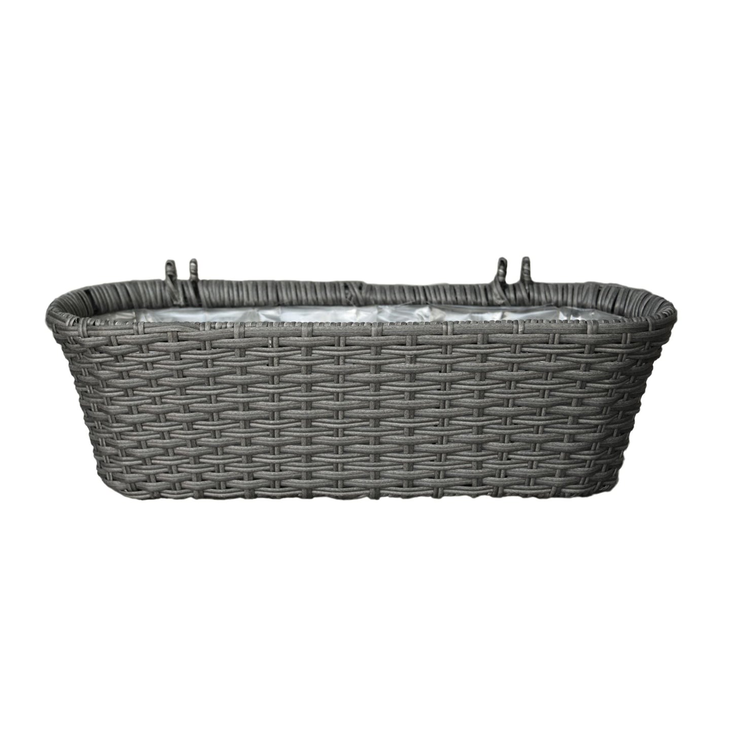 CLAUDE 2 Piece Set Poly Rattan Wicker Hanging Planter Wall Basket - Grey - Direct Factory Furniture Australia