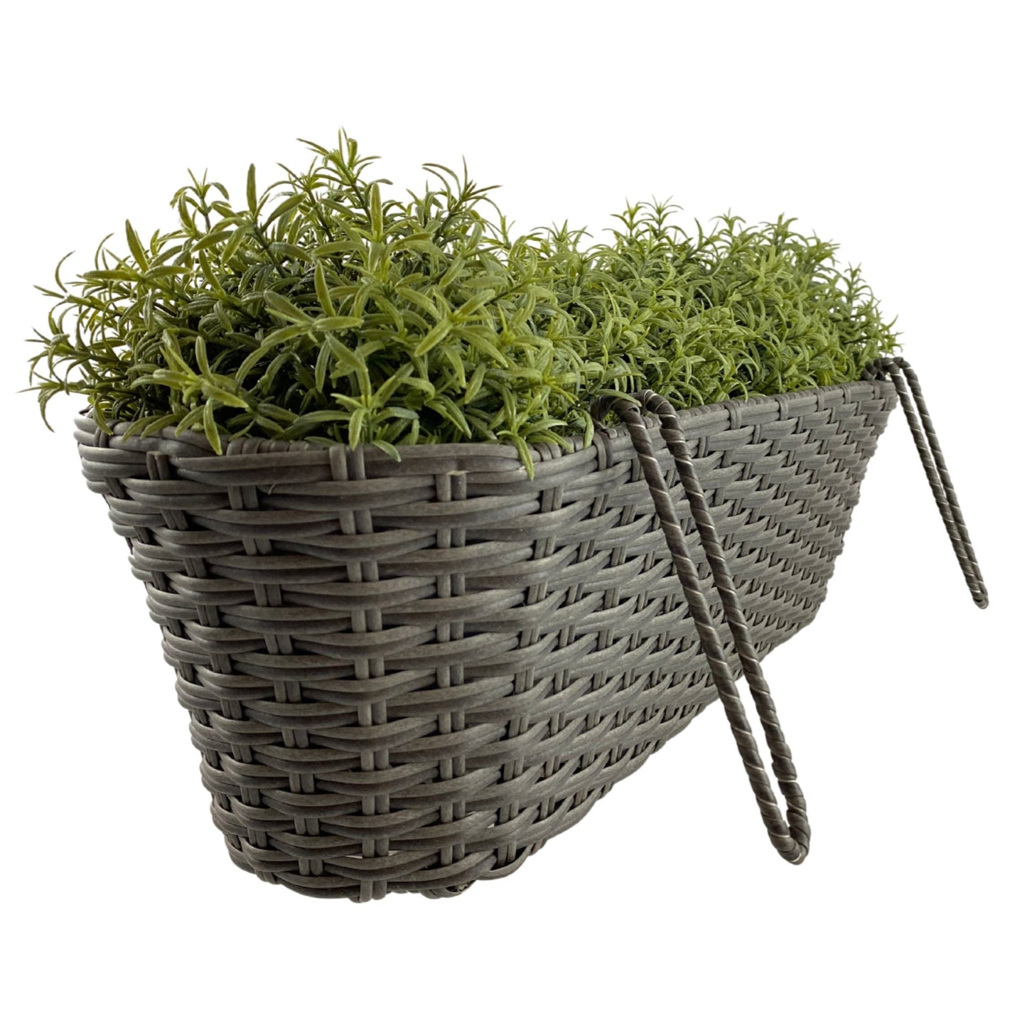 CLAUDE 2 Piece Set Poly Rattan Wicker Hanging Planter Wall Basket - Grey - Direct Factory Furniture Australia