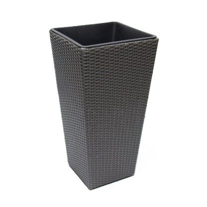 ASWAN 2 Piece Set Poly Rattan Wicker Large Planter Pot - Grey