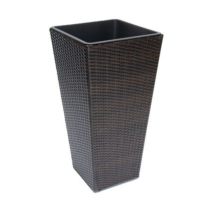 ASWAN 2 Piece Set Poly Rattan Wicker Large Planter Pot - Dark Brown