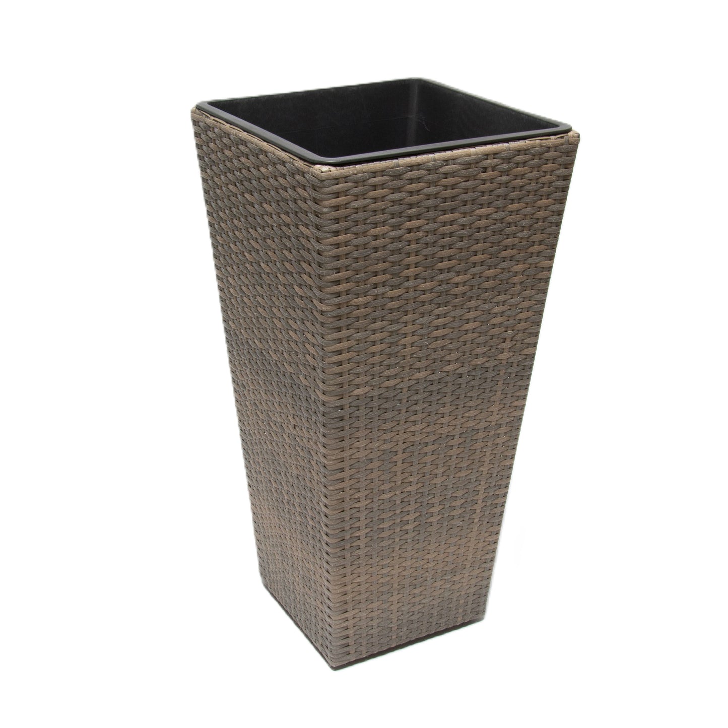 ASWAN 2 Piece Set Poly Rattan Wicker Large Planter Pot - Light Brown