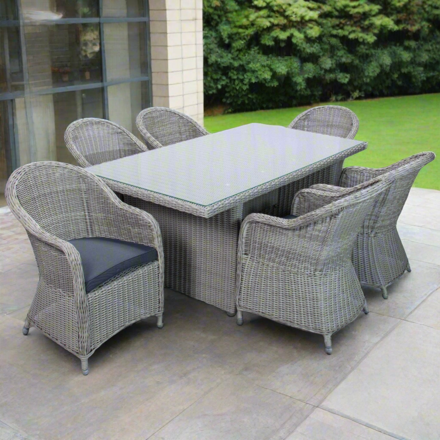 outdoor wicker hampton dining set grey white