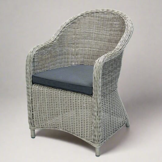 Outdoor wicker hampton dining chair grey white