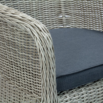 MALAWI | 4 Seater Poly Rattan Wicker Outdoor Dining Set | Grey