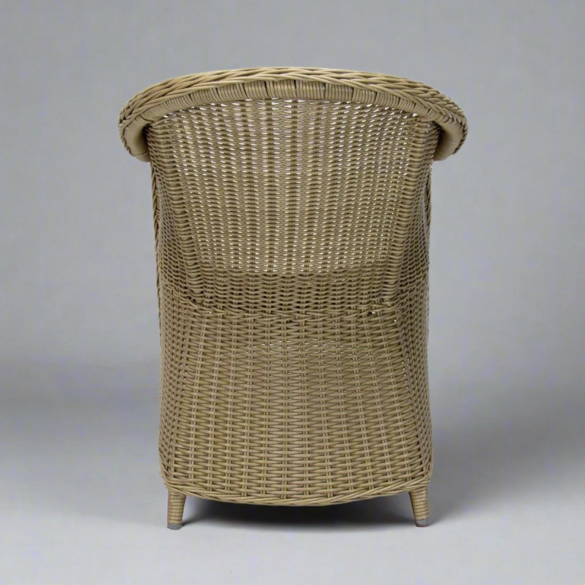 Malawi outdoor wicker hampton poly rattan dining chair natural colour with beige seat cushion