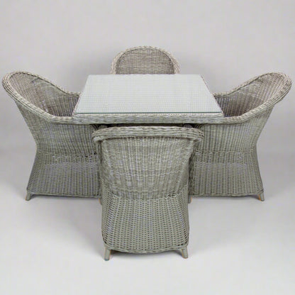 MALAWI | 4 Seater Poly Rattan Wicker Outdoor Dining Set | Grey