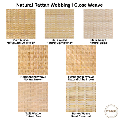 Natural Rattan Cane Webbing Roll Close Weave Grid  Colour Compare Sample