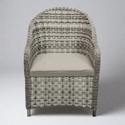 ASHWOOD | Poly Rattan Wicker Outdoor Dining Chair | White Grey | Extra Wide