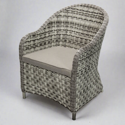 ASHWOOD | Poly Rattan Wicker Outdoor Dining Chair | White Grey | Extra Wide