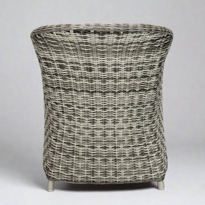 ASHWOOD | Poly Rattan Wicker Outdoor Dining Chair | White Grey | Extra Wide