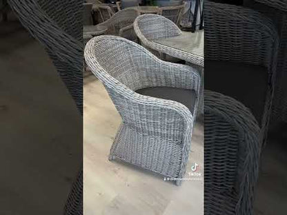 MALAWI | 4 Seater Poly Rattan Wicker Outdoor Dining Set | Grey